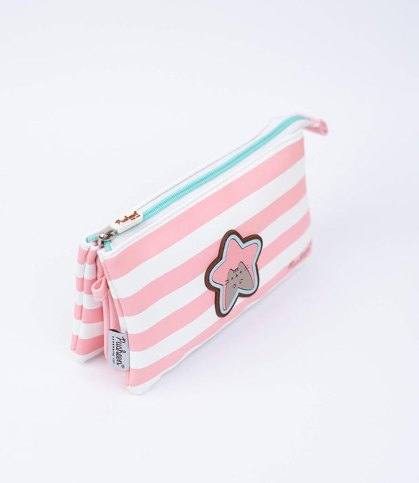 Erik - Pusheen Triple Pocket Pencil Case Triple Pocket White / Pink