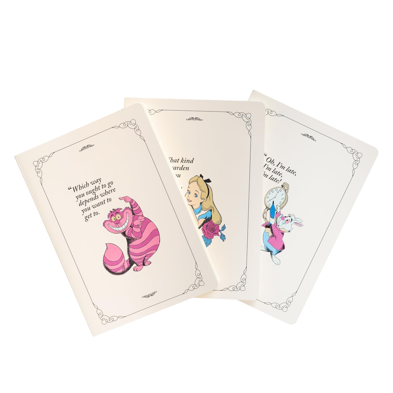 Grupo Erik Disney Alice im Wunderland 3er Pack Notizbücher A5 - Notizbuch klein A5-1 Notizbuch Liniert 1 Notizbuch Dotted 1 Notizbuch Blanko - Notizblock A5 Beige A5