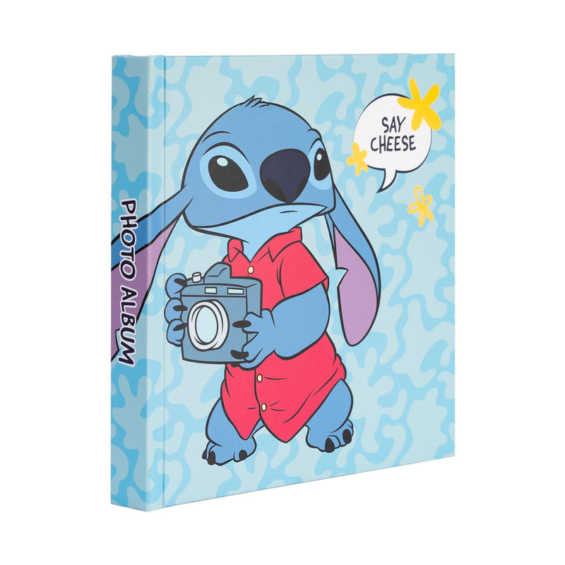 Grupo Erik Fotoalbum zum Selbstgestalten Disney Stitch Tropical - Scrapbook Weiße Seiten - Fotoalbum Klein 16x16 cm - Photoalbum 24 selbstklebend Seiten Blau