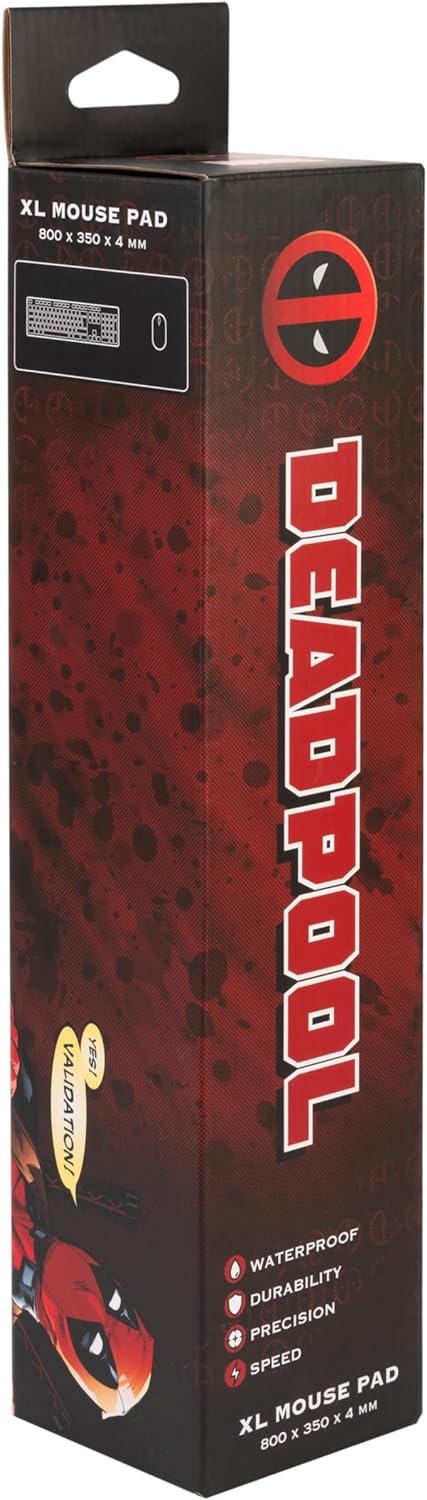 Grupo Erik Marvel Deadpool XXL Mouse Mat | Desk Pad | 31.5" x 13.78" | Non-Slip Rubber Base Mouse Pad, Gaming Mouse Pad, Keyboard Mouse Mat | Marvel Gifts