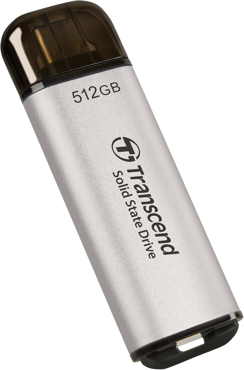 Transcend TS512GESD310S Portable SSD, 512 GB, High Speed, Up to 1050 MB/s, Ultra Small, Lightweight 0.4 oz (11 g), Supports Type-A/Type-C PS4/PS5, Tested to Work with USB 10Gbps, Silver