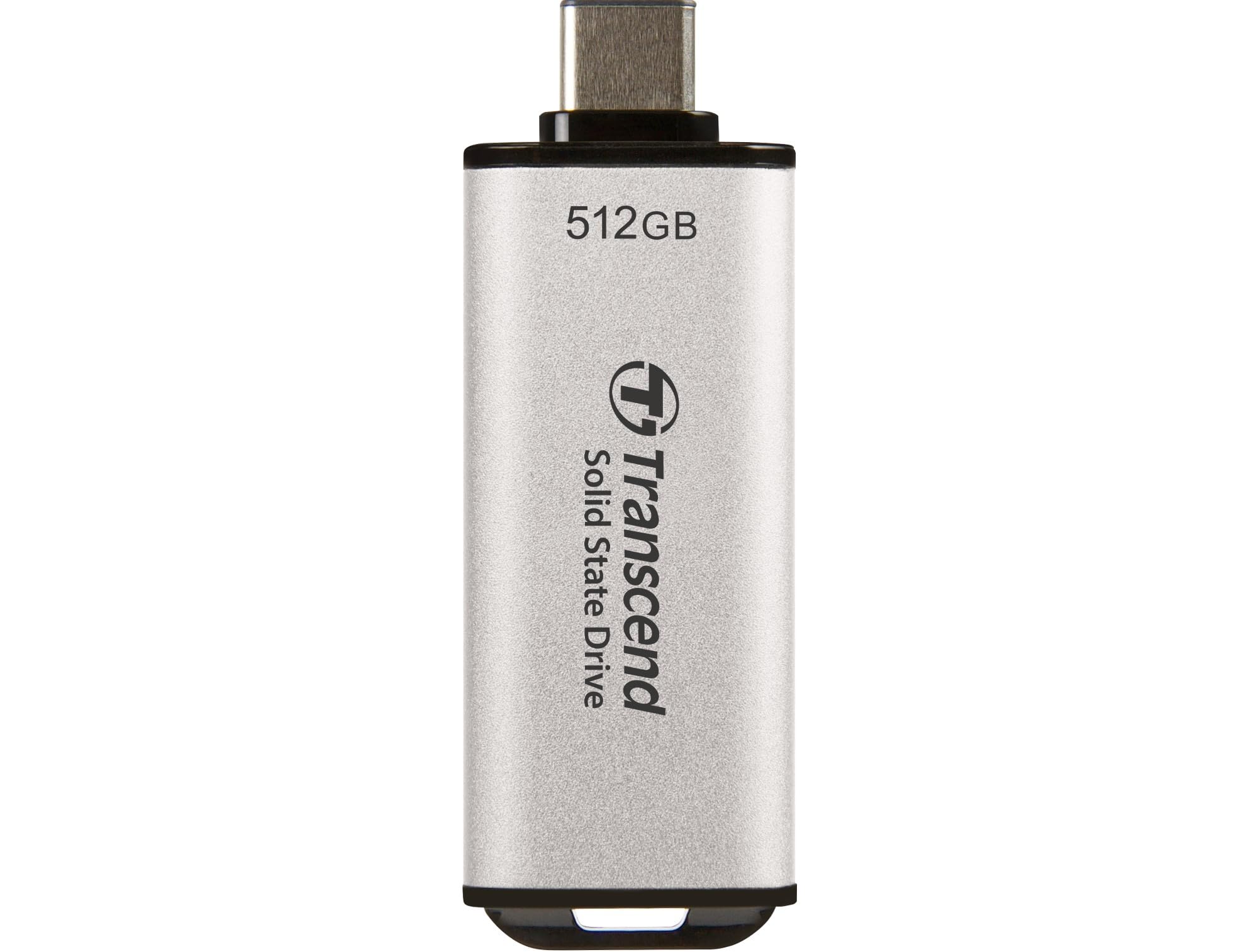 Transcend TS512GESD310S Portable SSD, 512 GB, High Speed, Up to 1050 MB/s, Ultra Small, Lightweight 0.4 oz (11 g), Supports Type-A/Type-C PS4/PS5, Tested to Work with USB 10Gbps, Silver