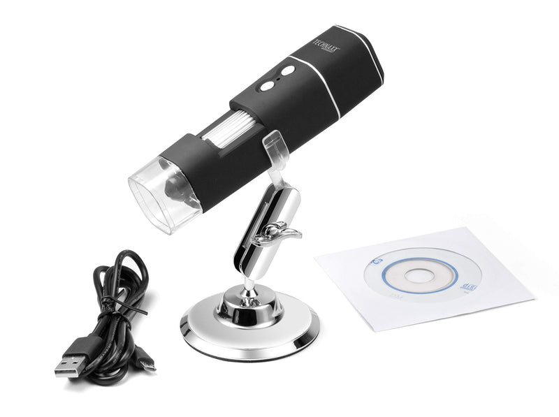 Technaxx Germany Wifi Wireless Digital Microscope Pocket Handheld USB 8 LED 1080P FullHD 50x to 1000x Magnification Endoscope Adjustable Arm PC Android IOS Compatible TX-158