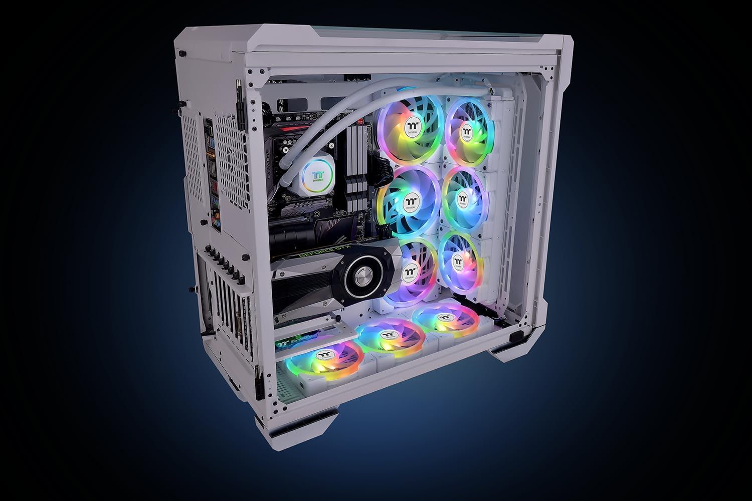 140mm Thermaltake SWAFAN EX14 ARGB PC Cooling Fan White TT Premium Edition 3 Fan Pack
