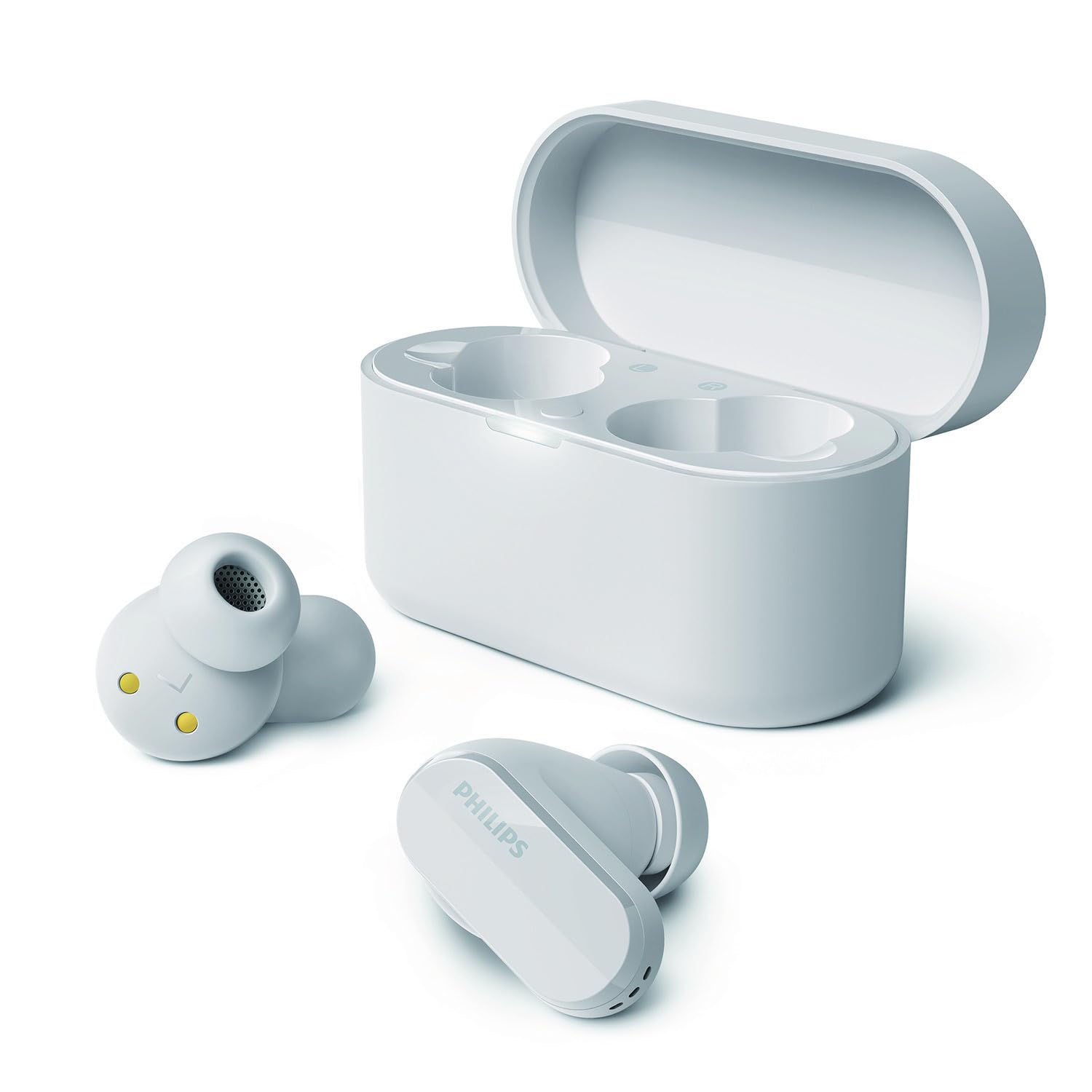 PHILIPS TAT3508WT True Wireless Bluetooth Noise Cancelling In-Ear Headphones with Mic | Natural Sounding Silicone Earbuds | Up To 21 Hours Play Time | IPX4 Water Resistant | White