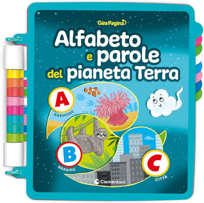 Clementoni - 16647 - Sapientino - Girapagina, The Alphabet of Planet Earth - Educational and Interactive Book to Stimulate Interest in Reading, for Children from 4 Years (Italian Game