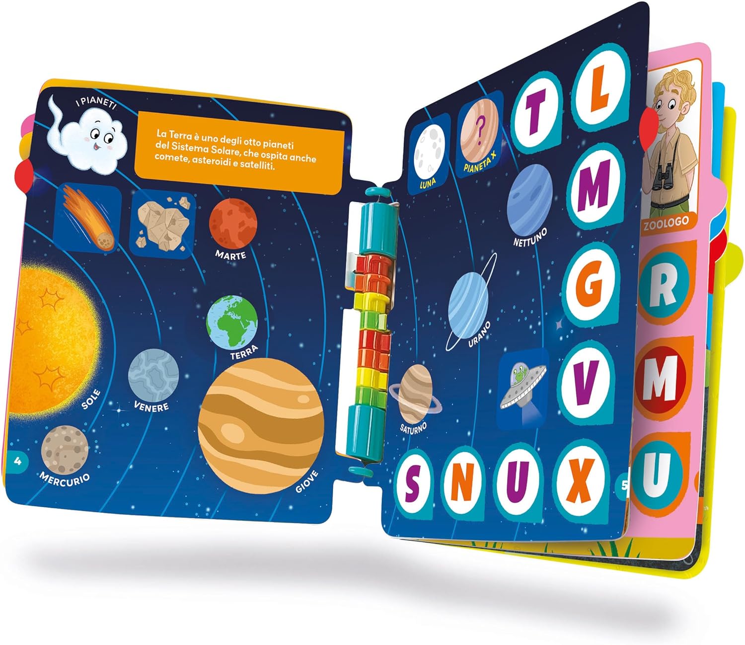 Clementoni - 16647 - Sapientino - Girapagina, The Alphabet of Planet Earth - Educational and Interactive Book to Stimulate Interest in Reading, for Children from 4 Years (Italian Game