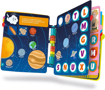 Clementoni - 16647 - Sapientino - Girapagina, The Alphabet of Planet Earth - Educational and Interactive Book to Stimulate Interest in Reading, for Children from 4 Years (Italian Game