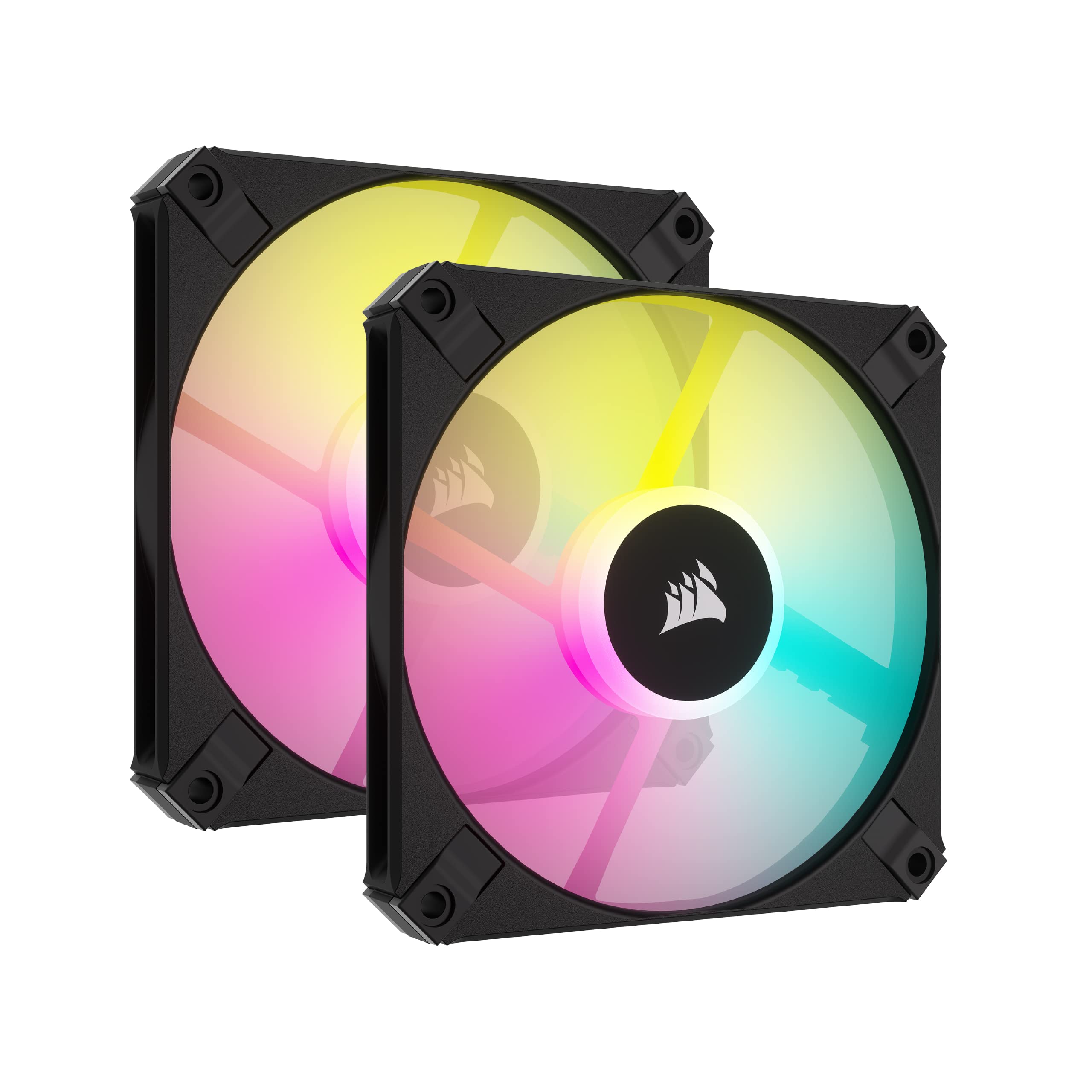 Corsair AF120 RGB SLIM, 120mm PWM Fluid Dynamic Bearing Fan Kit - Thin Profile for Small-Form Cases - Low-Noise - Up to 2000 RPM - 8 Addressable RGB LEDs - Dual Pack with Lighting Node CORE - Black AF RGB SLIM Dual (120mm) Black