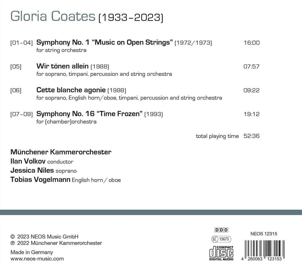 Gloria Coates: Time Frozen - Works for Chamber Orchestra