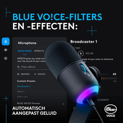 Logitech G Yeti GX Dynamic RGB-gamingmicrofoon met LIGHTSYNC, USB-microfoon voor streamen, supercardioïde, plug-and-play met USB voor pc/Mac