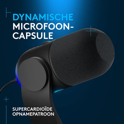 Logitech G Yeti GX Dynamic RGB-gamingmicrofoon met LIGHTSYNC, USB-microfoon voor streamen, supercardioïde, plug-and-play met USB voor pc/Mac