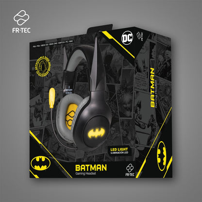 FRTEC Batman Gaming Headset with Detachable Dark Knight Ears, Cable and RGB LED Light for Playstation 5, PS4, Xbox Series X/S, Xbox One, Nintendo Switch, PC, Mac
