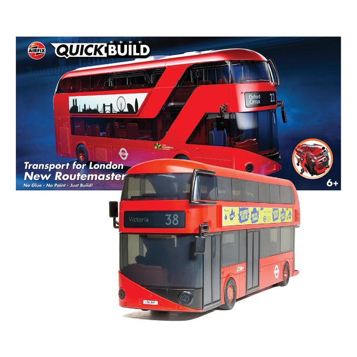 Airfix QUICKBUILD Model Vehicle Kit - Routmaster Bus Building Kit for Kids 6+, Construction Toys for Boys & Girls, No Glue Model Making - Classic Vehicle Gifts Plastic Model Kits