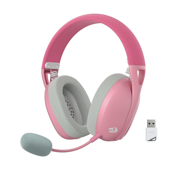 Redragon H848 Bluetooth Wireless Gaming Headset - Lightweight - 7.1 Surround Sound - 40MM Drivers - Detachable Microphone - Multi Platforms for PC, PS5/4/3, Switch, Mobile, Pink