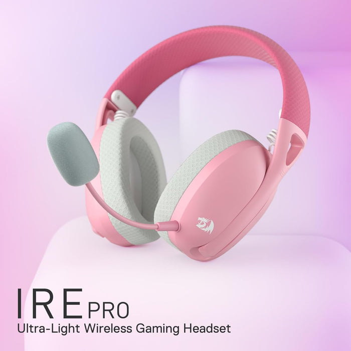 Redragon H848 Bluetooth Wireless Gaming Headset - Lightweight - 7.1 Surround Sound - 40MM Drivers - Detachable Microphone - Multi Platforms for PC, PS5/4/3, Switch, Mobile, Pink