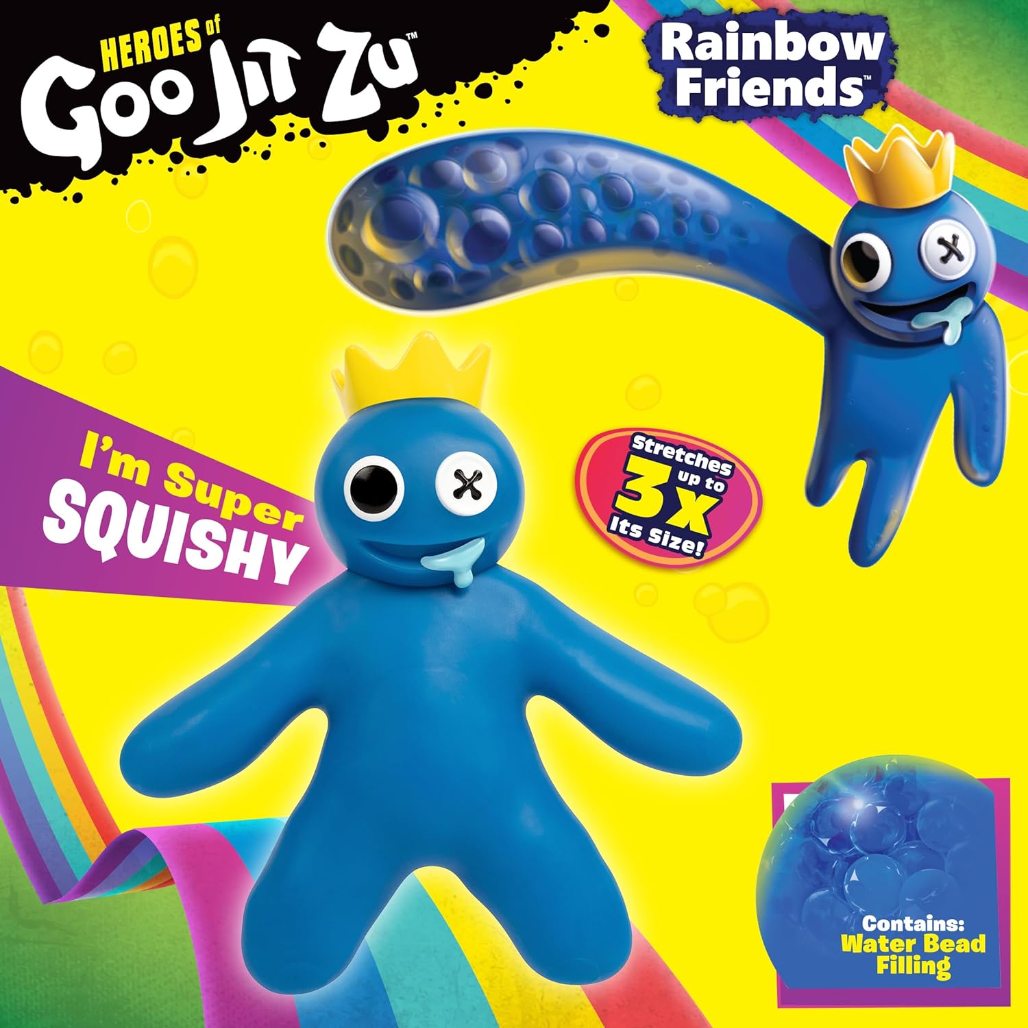 Heroes of Goo Jit Zu Rainbow Friends, Blue. The multiplayer, kid-friendly horror story experience. Super Stretchy Goo Filled Toy Figure.