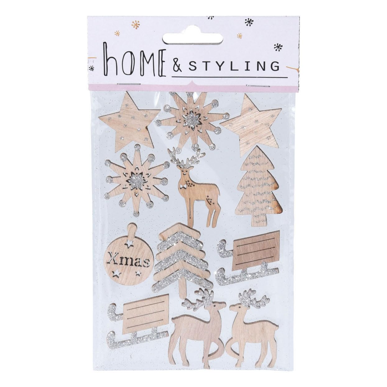 Générique Sheet of 12 Christmas Wooden Stickers