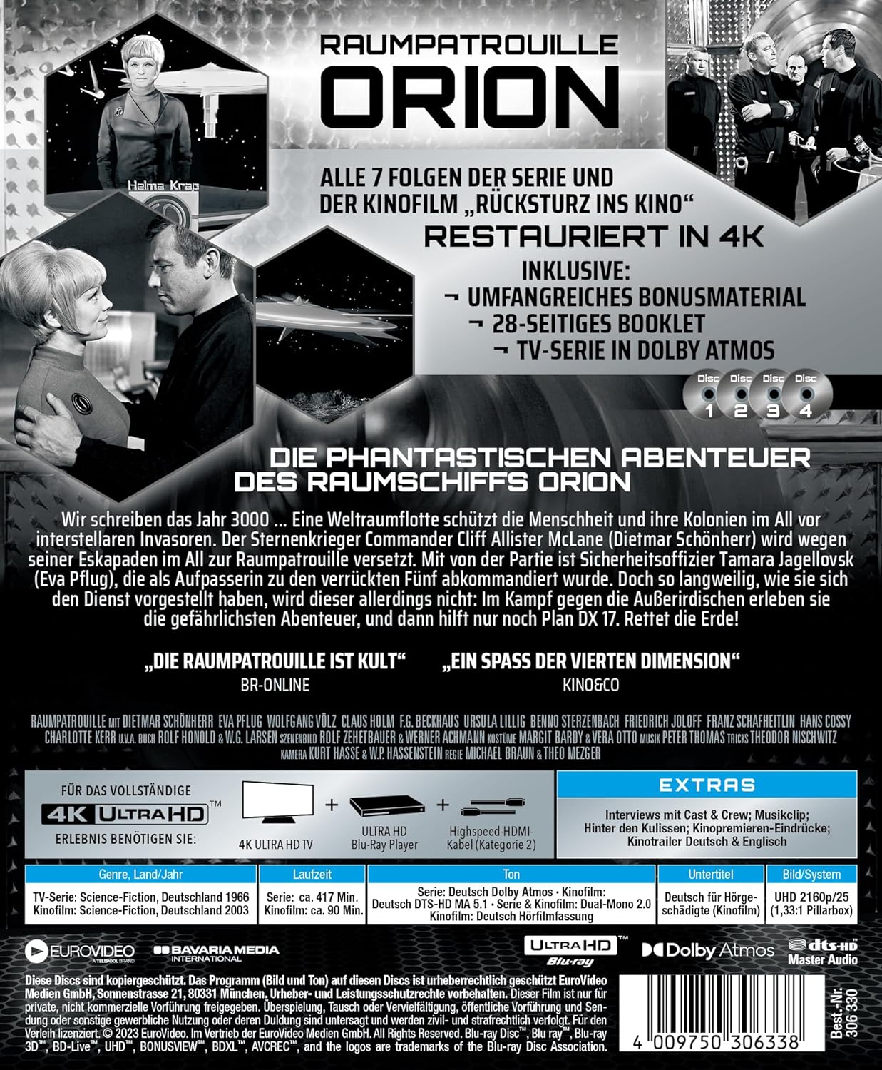 Raumpatrouille Orion – TV-Serie und Kinofilm, Remastered 4-Disc-Limited Mediabook (4K UHD)