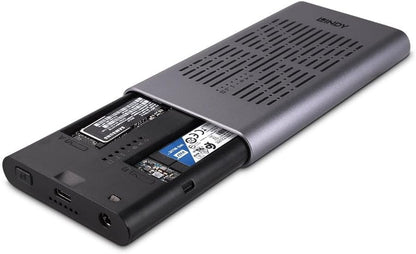 Lindy USB 3.2 Gen 2x2 Dual M.2 NVMe SSD Enclosure with Clone Feature