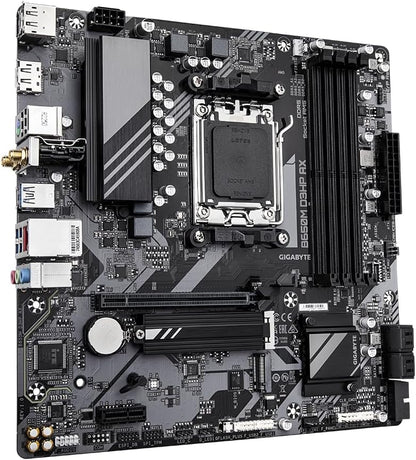 Gigabyte B650M D3HP AX Motherboard - Supports AMD AM5 CPUs, 5+2+2 Phases Digital VRM, up to 7600MHz DDR5 (OC), 2xPCIe 4.0 M.2, Wi-Fi 6E, 2.5GbE LAN, USB 3.2 Gen 1