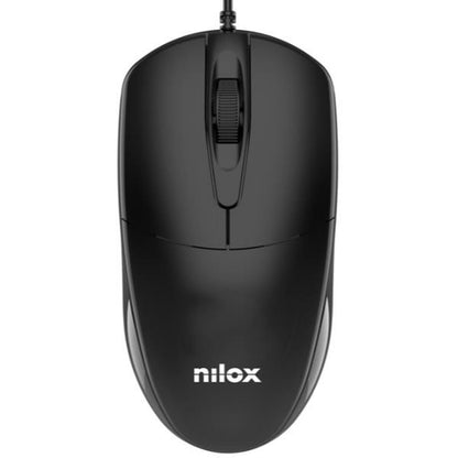 Nilox MOUSB1011 Mouse USB con Sensore Ottico Alta Precisione 1200 DPI e 3 Pulsanti, Cavo 1,6 metri, Compatibile con Windows/Linux/Mac