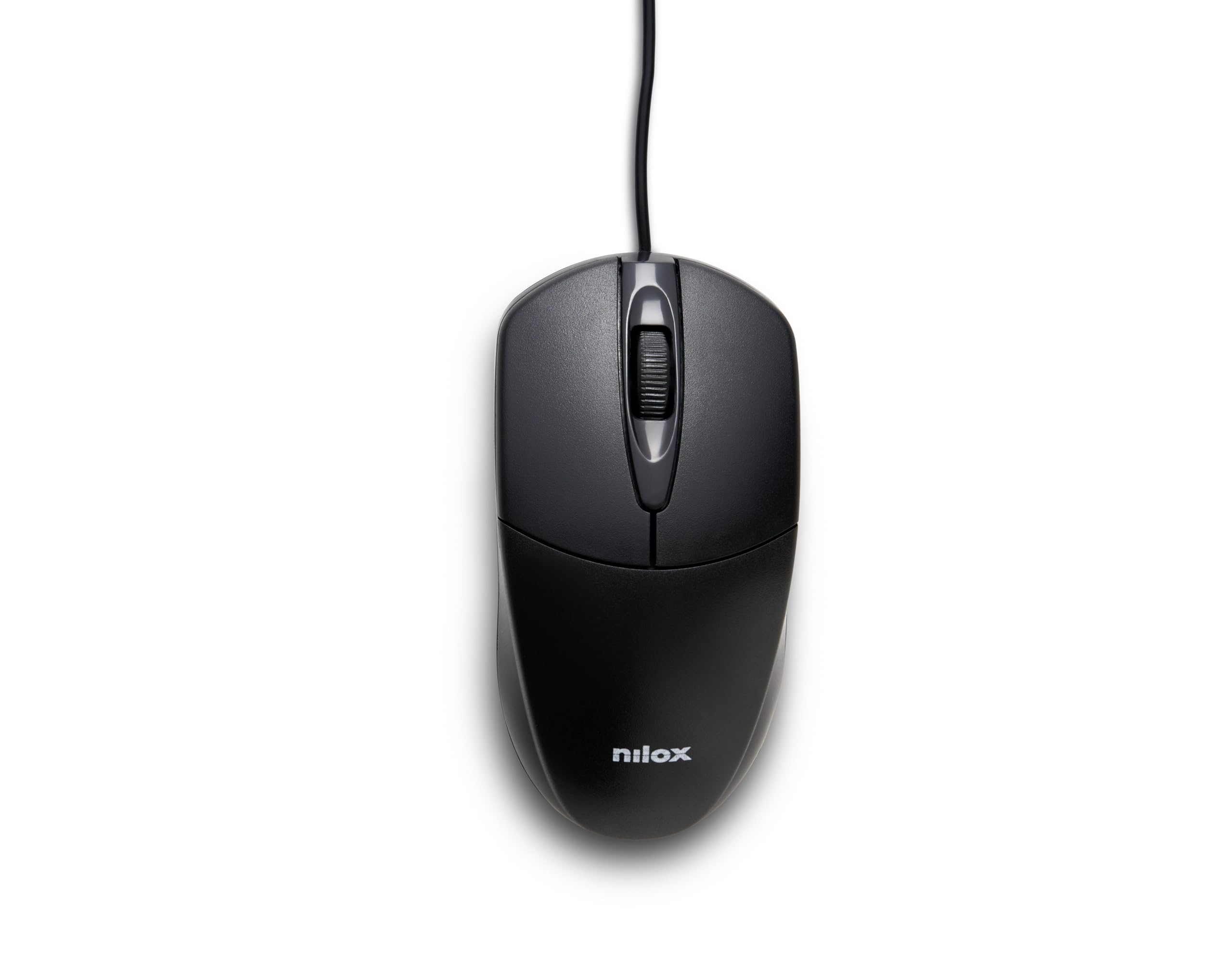 Nilox MOUSB1011 Mouse USB con Sensore Ottico Alta Precisione 1200 DPI e 3 Pulsanti, Cavo 1,6 metri, Compatibile con Windows/Linux/Mac