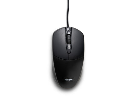 Nilox MOUSB1011 Mouse USB con Sensore Ottico Alta Precisione 1200 DPI e 3 Pulsanti, Cavo 1,6 metri, Compatibile con Windows/Linux/Mac