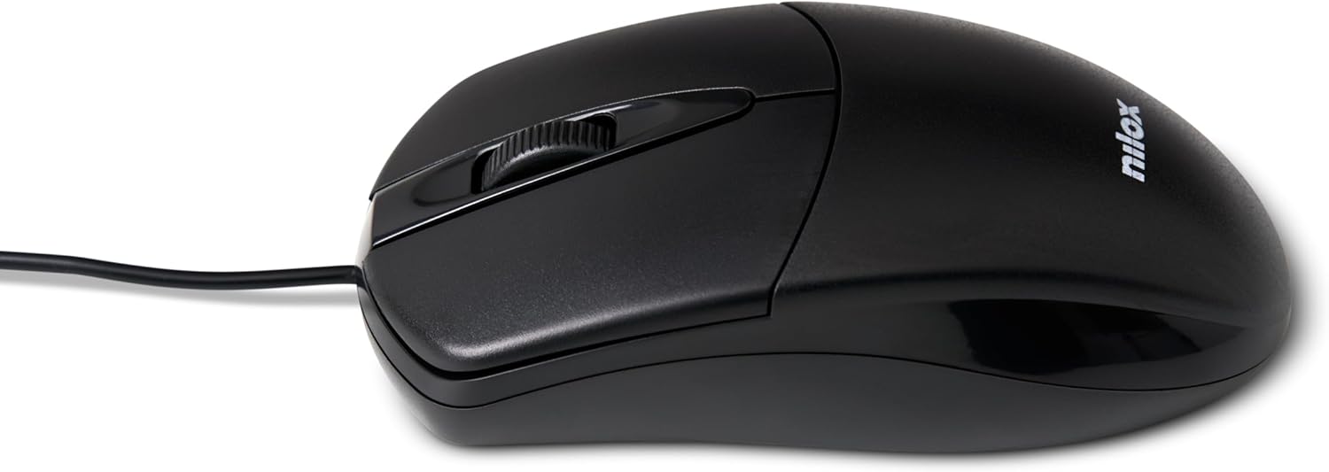 Nilox MOUSB1011 Mouse USB con Sensore Ottico Alta Precisione 1200 DPI e 3 Pulsanti, Cavo 1,6 metri, Compatibile con Windows/Linux/Mac