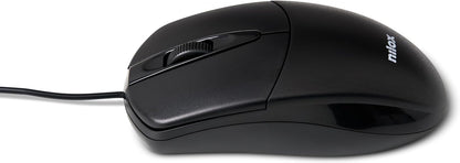 Nilox MOUSB1011 Mouse USB con Sensore Ottico Alta Precisione 1200 DPI e 3 Pulsanti, Cavo 1,6 metri, Compatibile con Windows/Linux/Mac