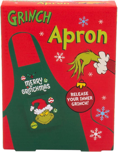 Fizz Creations The Grinch Weihnachtsschürze Mit dem Grinch-Design mit festlichem Merry Grinchmas Slogan Offiziell lizenziertes The Grinch Merchandise, grün, Einheitsgröße