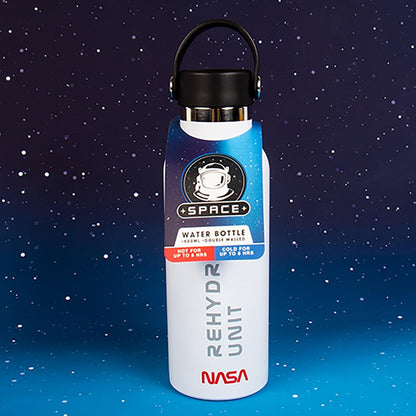 NASA Water Bottle. 500ml Capacity, Metal, Double-Walled Hot or Cold Drinks Bottle. Keeps Temerature for Up to 8 Hours. NASA Space Inspired Rehydration Unit.