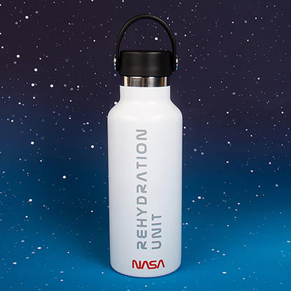 NASA Water Bottle. 500ml Capacity, Metal, Double-Walled Hot or Cold Drinks Bottle. Keeps Temerature for Up to 8 Hours. NASA Space Inspired Rehydration Unit.