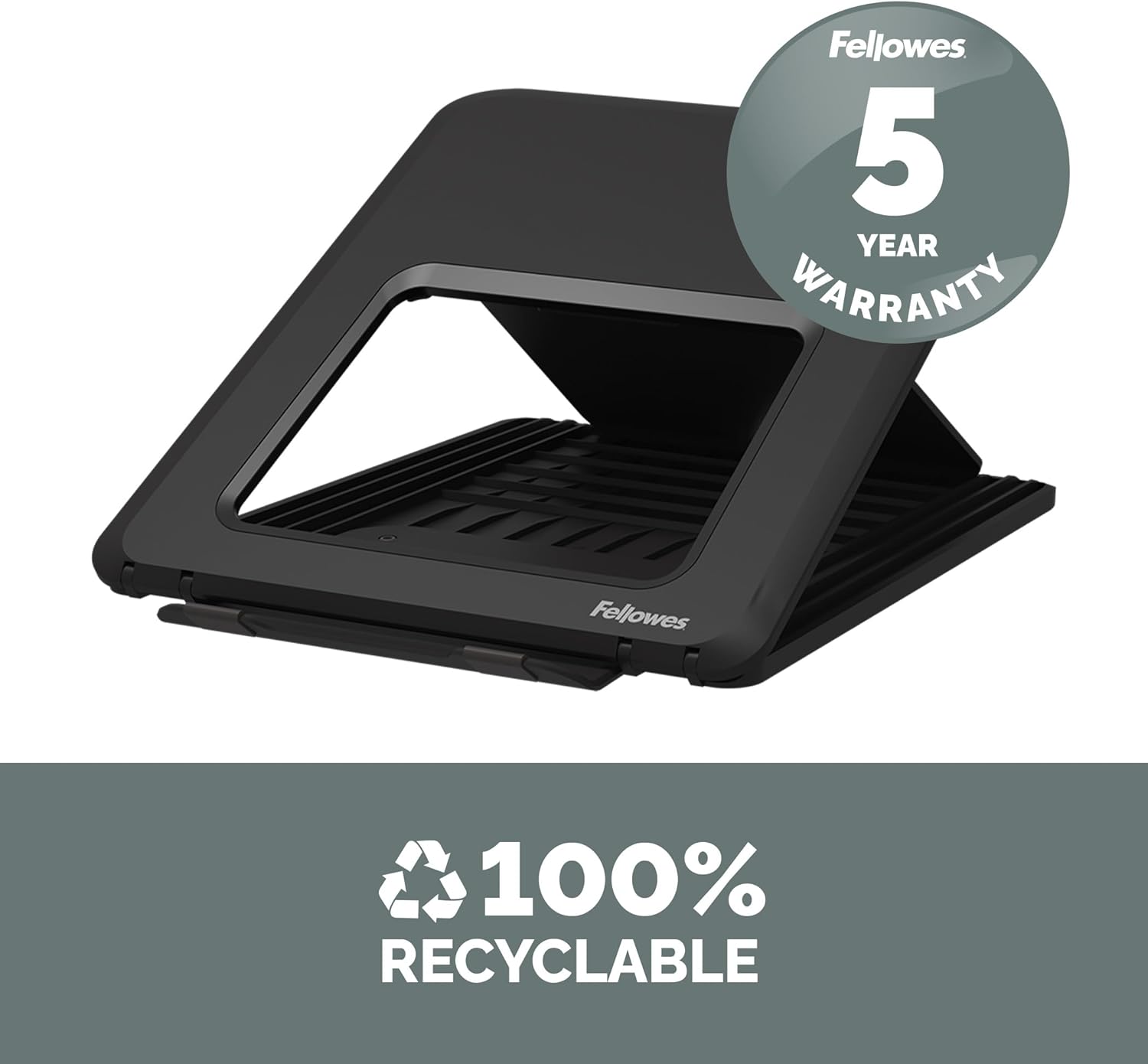 Fellowes Laptop-Ständer für den Schreibtisch - Breyta™ Verstellbarer, 100% recycelbarer Laptop-Ständer für zu Hause und Büro - 12 Höheneinstellungen - max. Monitorgröße 14", max. Gewicht 4KG