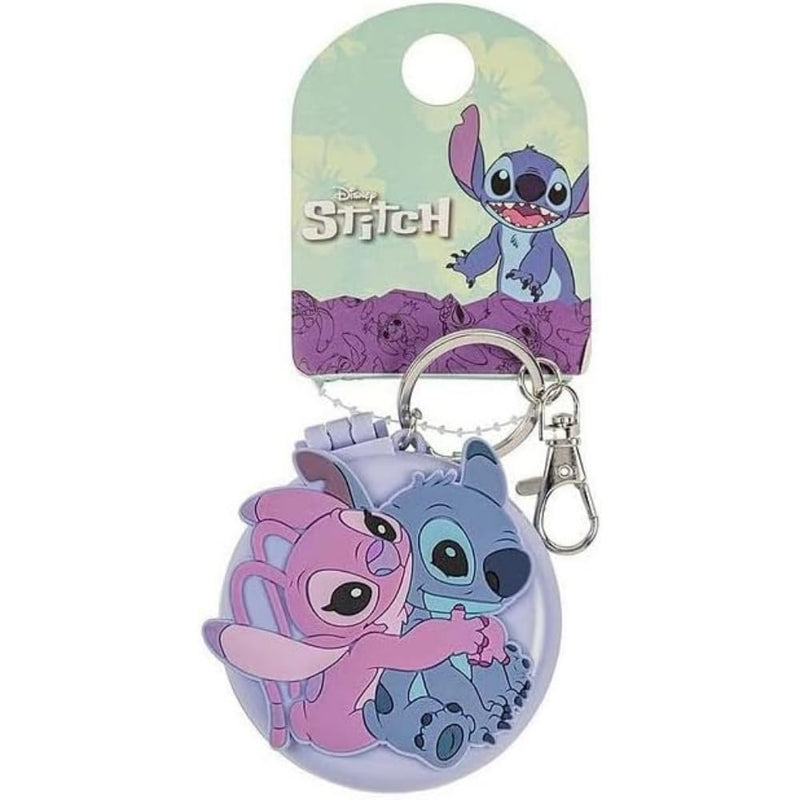 Disney -  Lilo And Stitch Blue And Pink Compact Mirror And Hairbrush Keychain