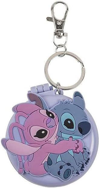 Disney -  Lilo And Stitch Blue And Pink Compact Mirror And Hairbrush Keychain