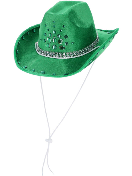 Smiffys Green Rhinestone Cowboy Hat