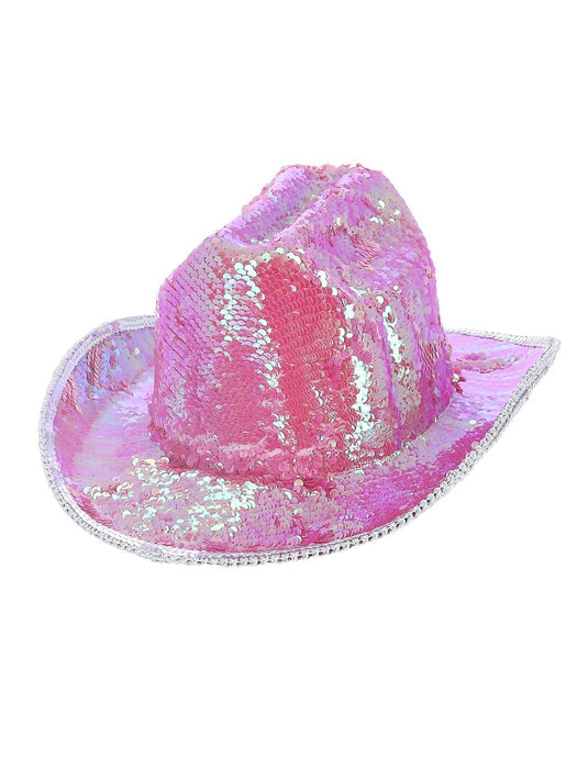 Smiffys Fever Deluxe Sequin Cowboy Hat, Iridescent Pink