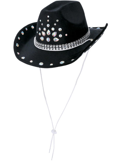 Smiffys Black Rhinestone Cowboy Hat