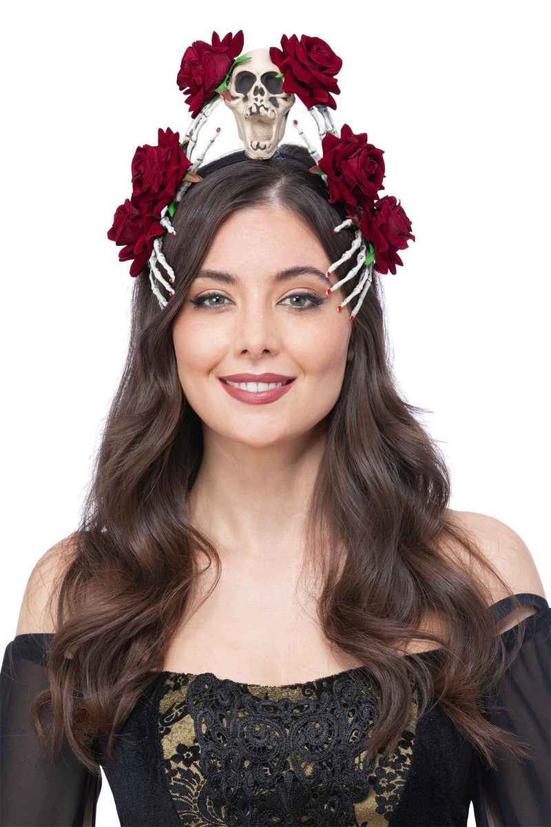 Purple Rose & Skull Hand Headband