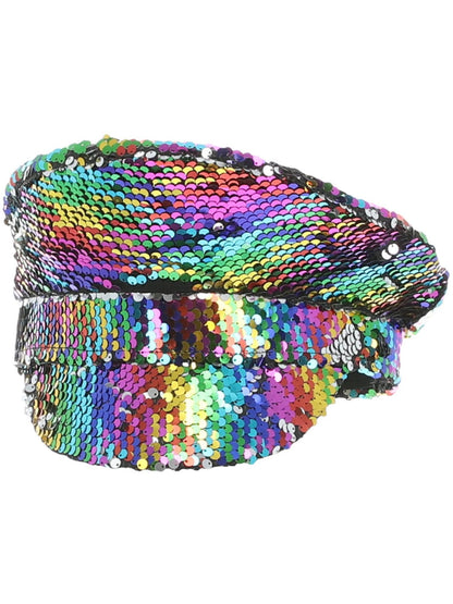 Smiffys Sequin Captains Hat, Rainbow
