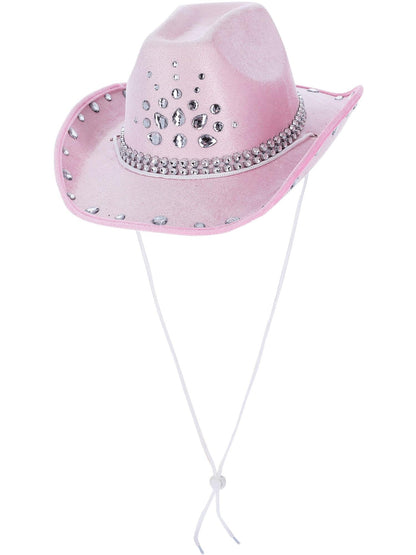 Smiffys Baby Pink Rhinestone Cowboy Hat