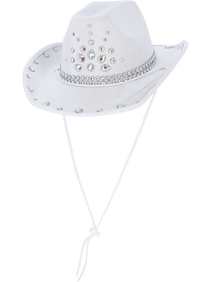 Smiffys White Rhinestone Cowboy Hat