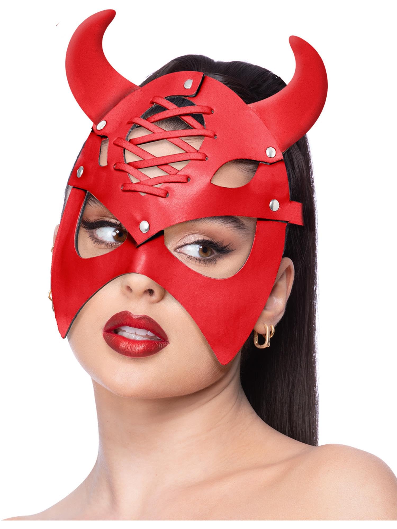 Smiffys Fever Red Mock Leather Devil Mask