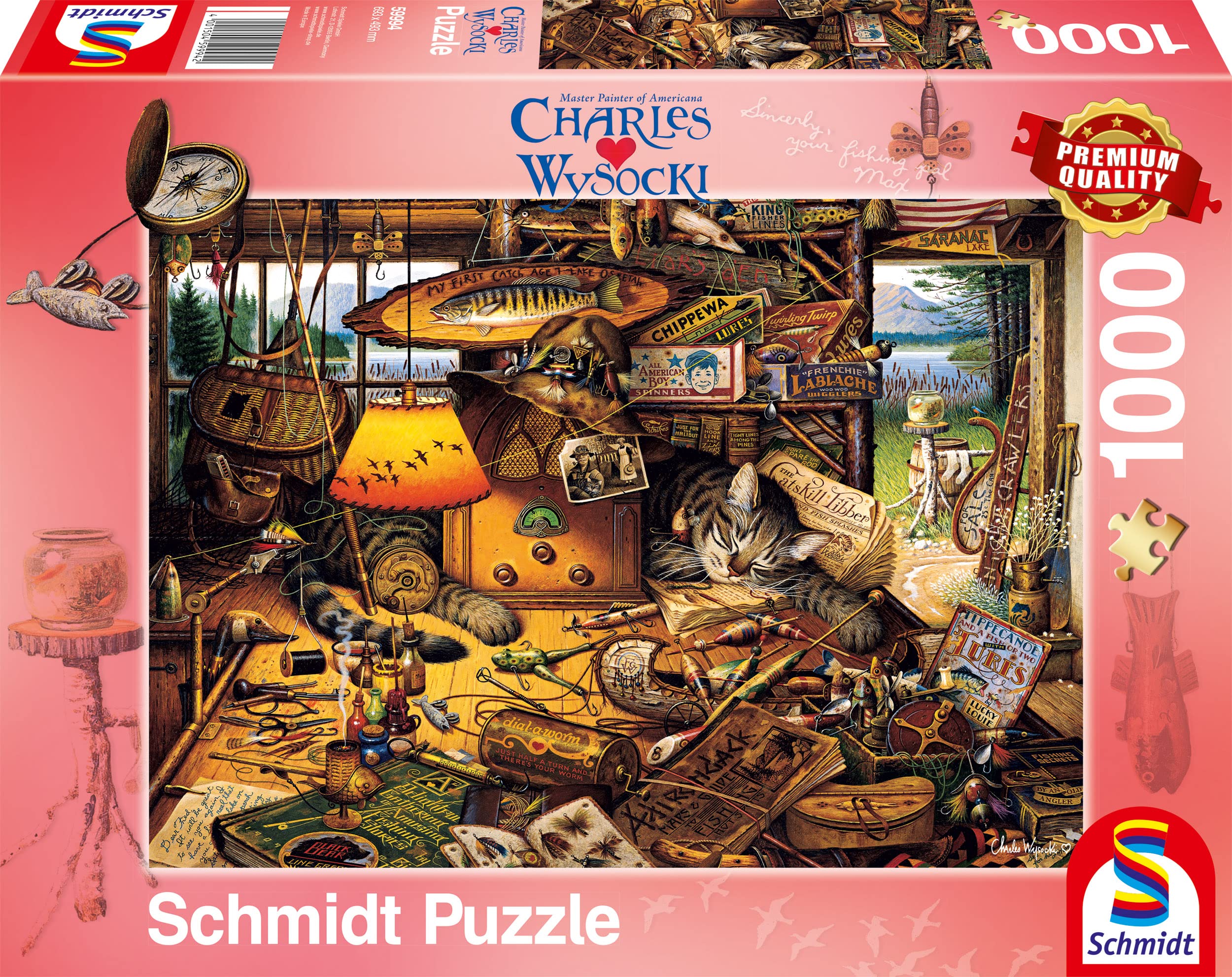 Schmidt Spiele 59994 Jigsaw Puzzle Charles Wysocki, Max in The Adirondacks Mountains, 1000 Pieces