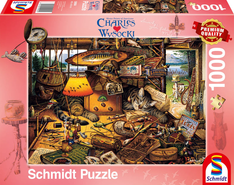 Schmidt Spiele 59994 Jigsaw Puzzle Charles Wysocki, Max in The Adirondacks Mountains, 1000 Pieces
