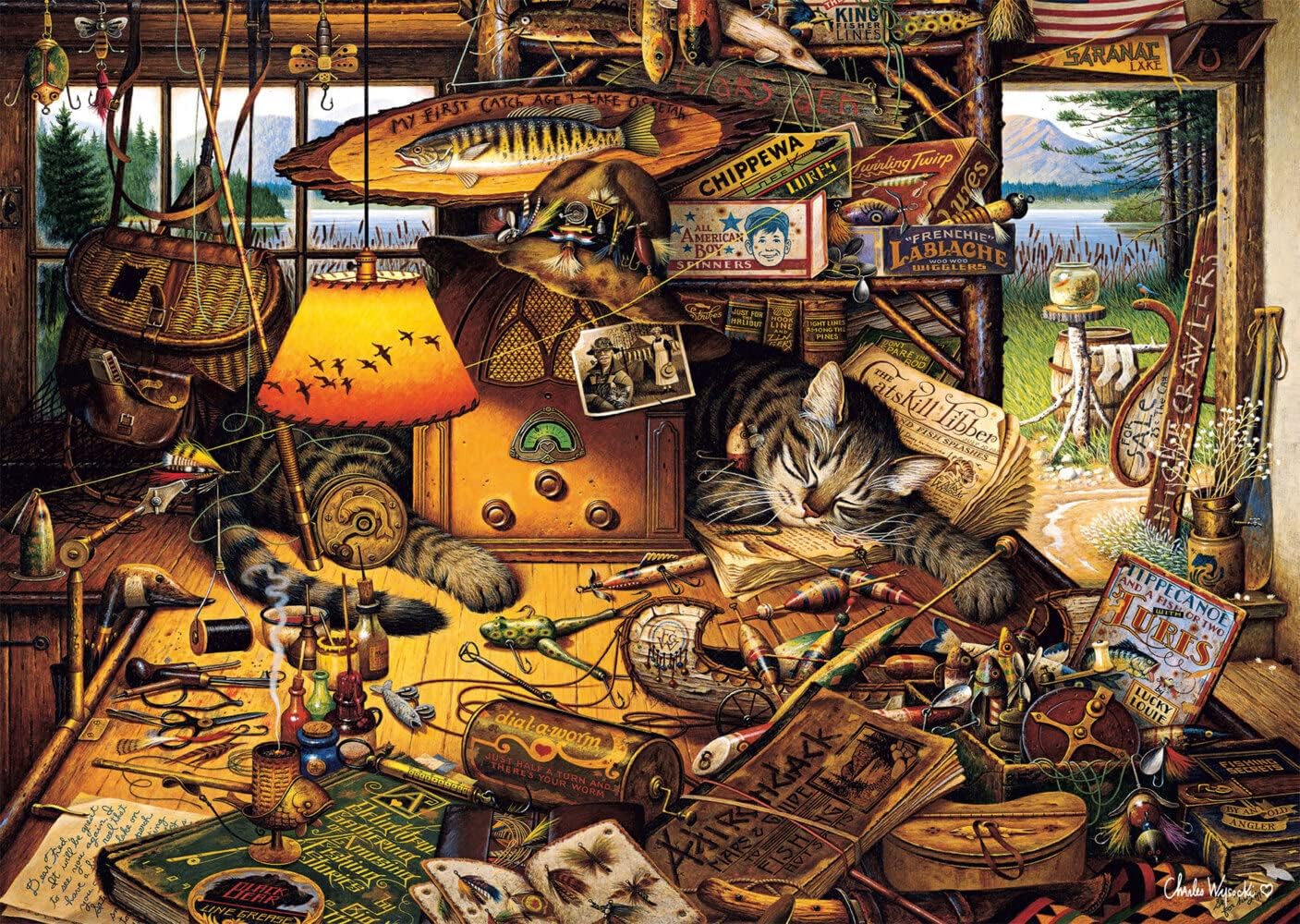 Schmidt Spiele 59994 Jigsaw Puzzle Charles Wysocki, Max in The Adirondacks Mountains, 1000 Pieces