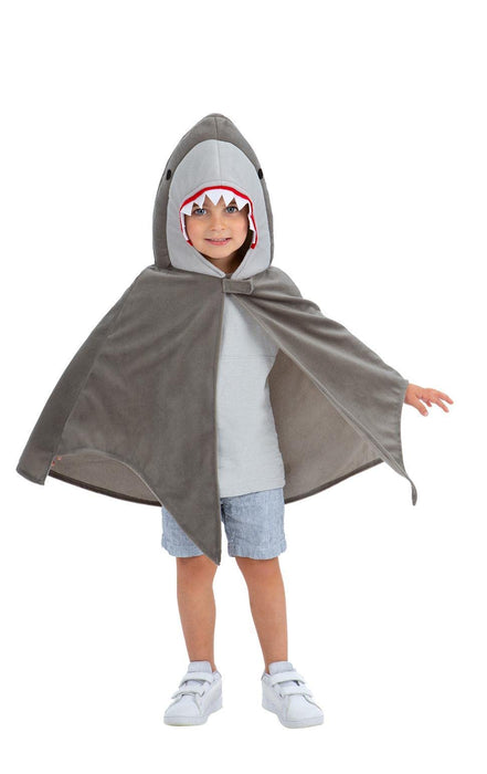 Smiffys 99741 Deluxe Shark Cape, Kids, Unisex Children, Grey, S to M-Age 4-7 Years
