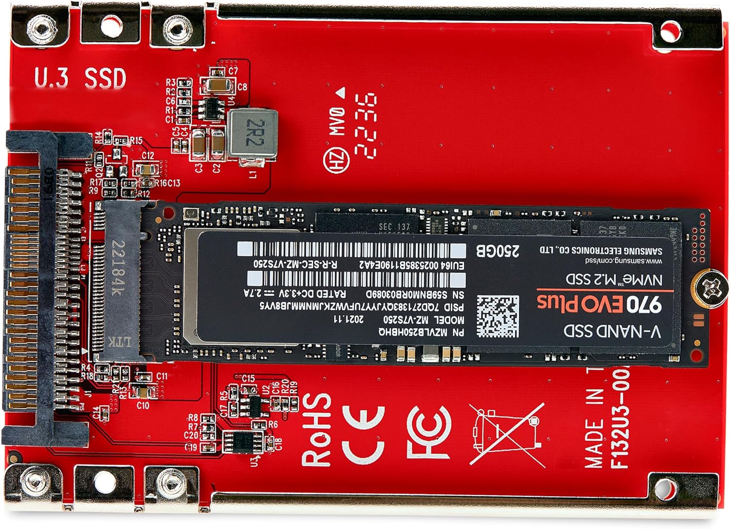 StarTech.com M.2 to U.3 Adapter for M.2 NVMe SSDs, PCIe M.2 Drive to 2.5inch U.3 (SFF-TA-1001) Host Adapter/Converter, TAA Compliant (1M25-U3-M2-ADAPTER