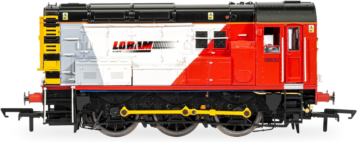 hornby hobbies R30142 Loram Class 08 0-6-0 08632-Era 11 OO Gauge, Black/Red/White